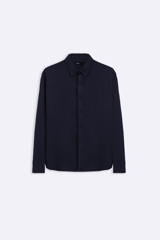 NAVY QUILT EFFECT JACQUARD SHIRT