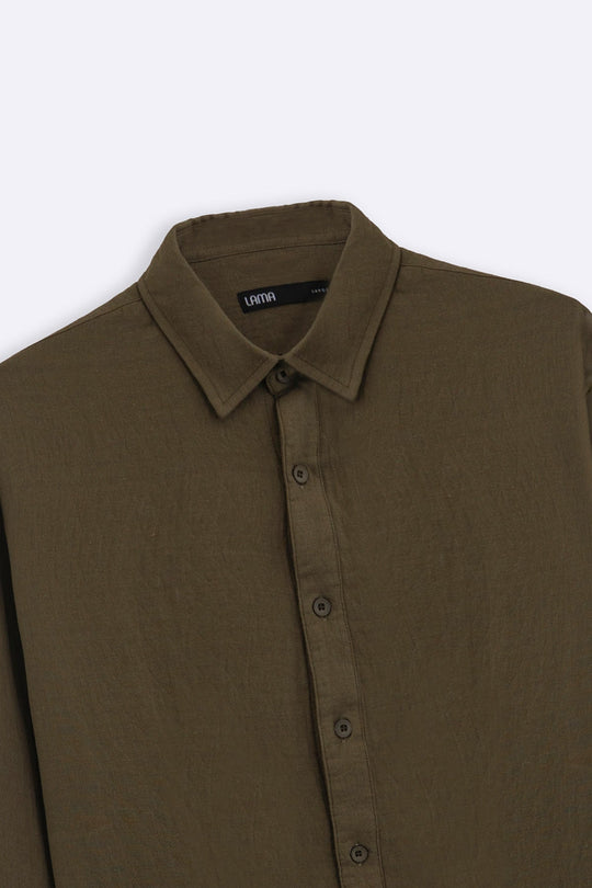OLIVE QUILT EFFECT JACQUARD SHIRT