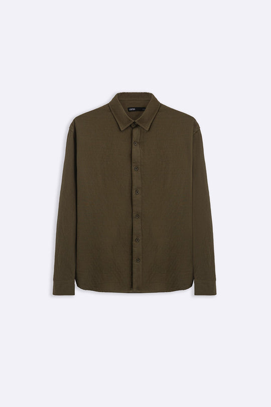 OLIVE QUILT EFFECT JACQUARD SHIRT