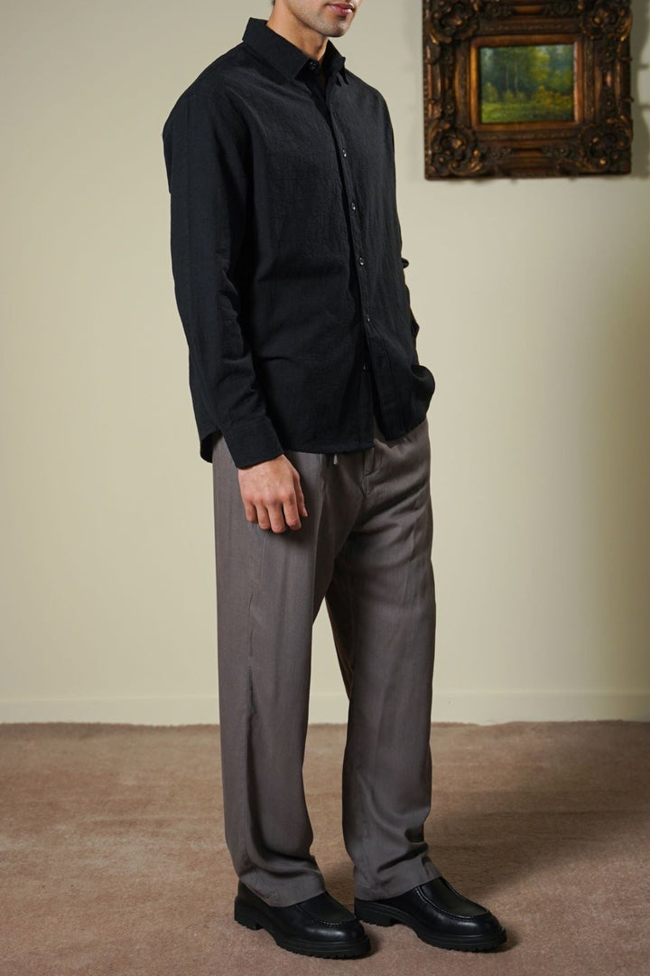 BLACK ABSTRACT JACQUARD SHIRT