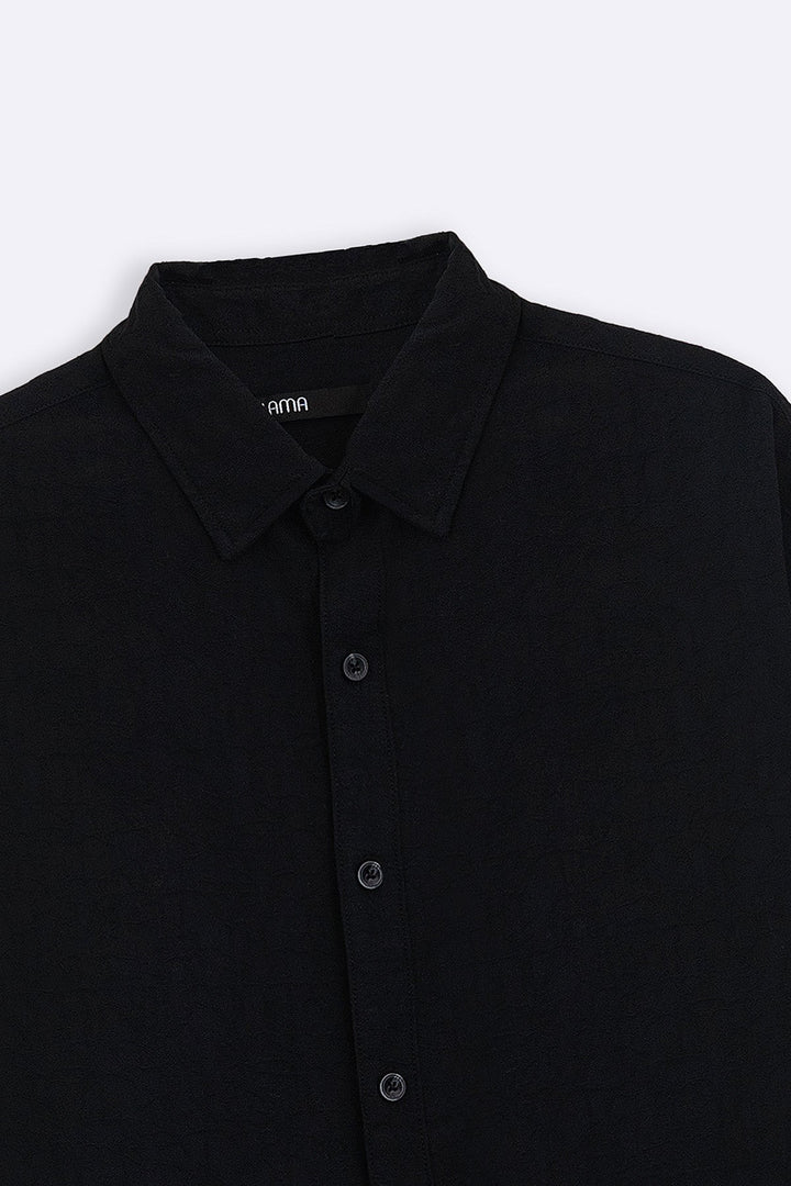BLACK ABSTRACT JACQUARD SHIRT