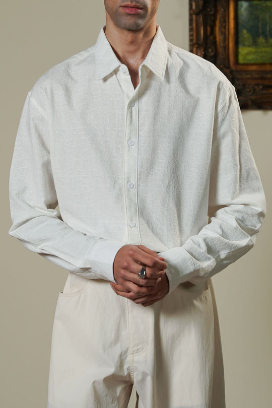 ECRU ABSTRACT JACQUARD SHIRT