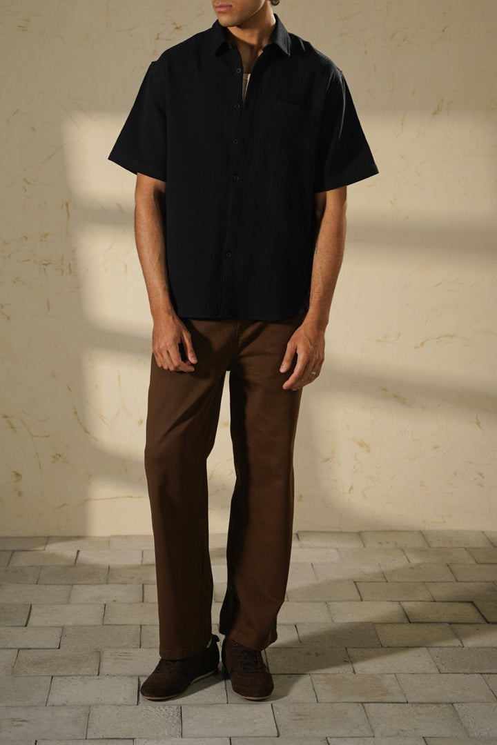 BLACK ESSENTIAL JACQUARD SHIRT