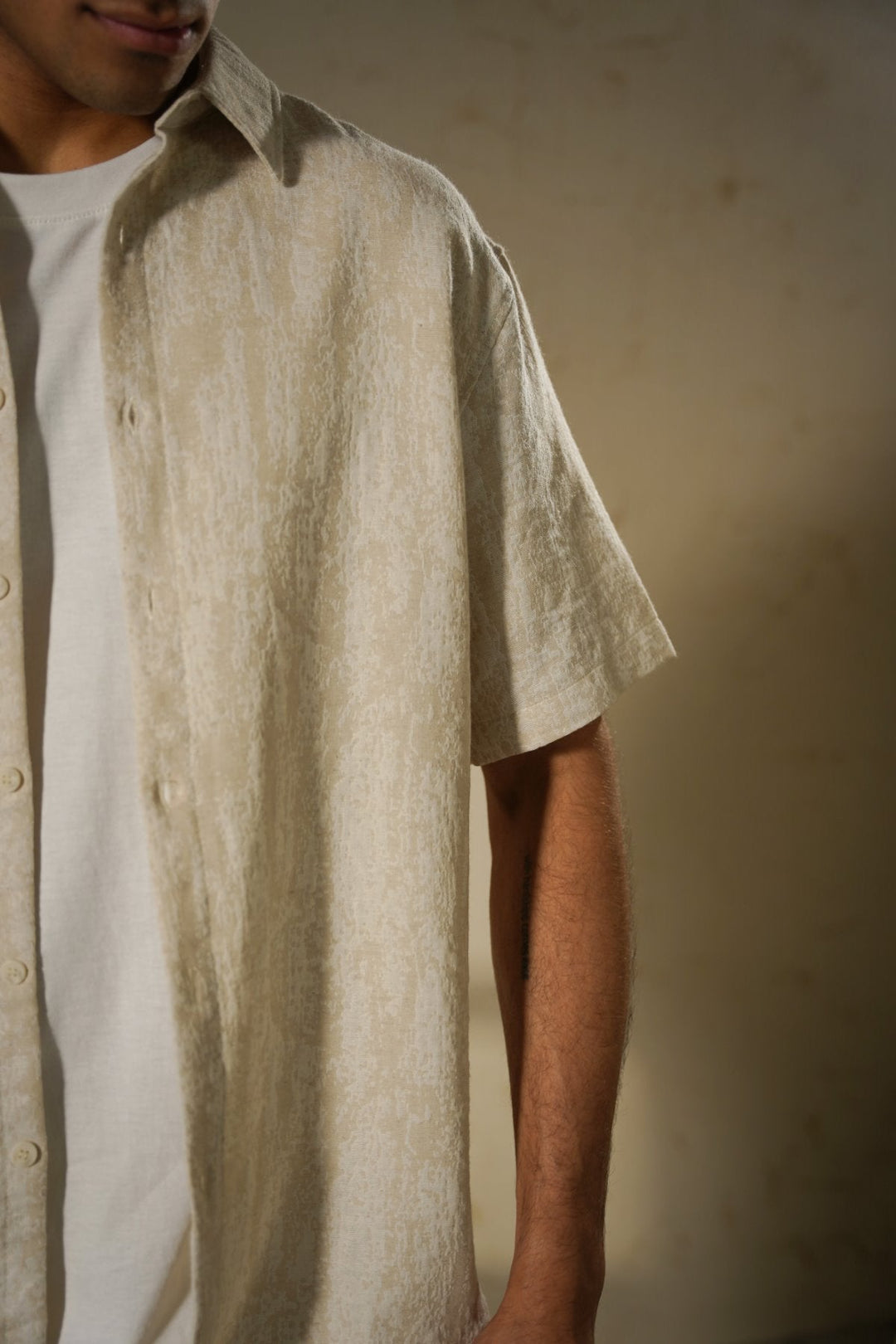 ECRU ABSTRACT JACQUARD SHIRT
