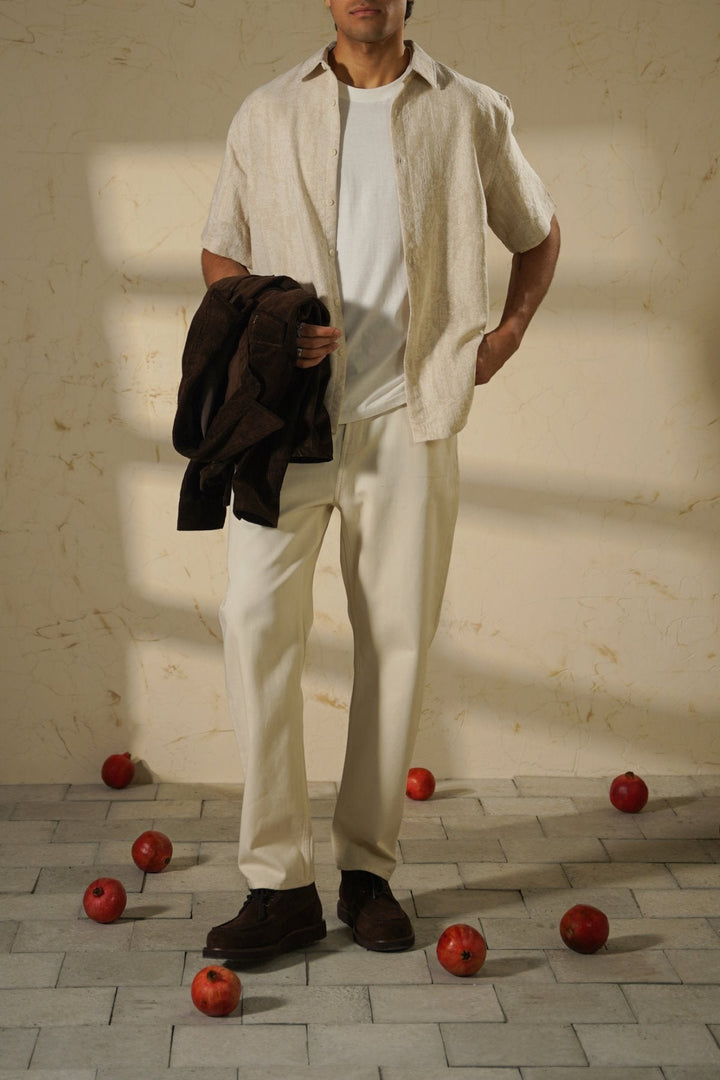 ECRU ABSTRACT JACQUARD SHIRT