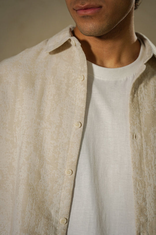 ECRU ABSTRACT JACQUARD SHIRT