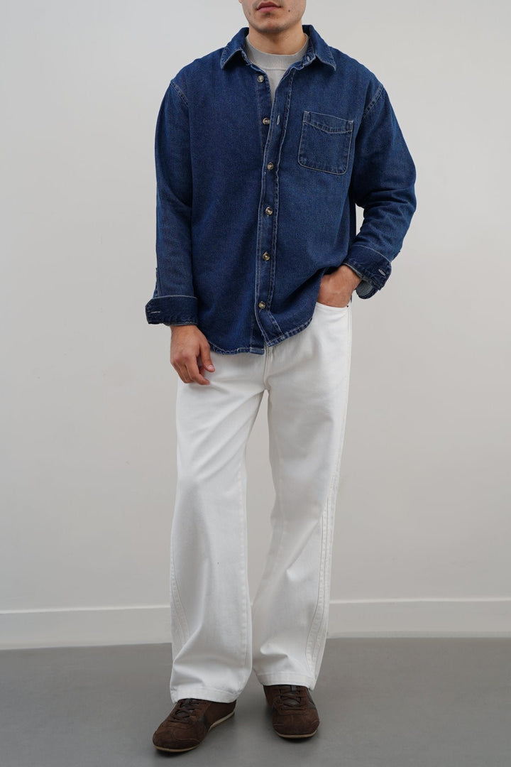 DARK BLUE DARK WASH DENIM SHIRT