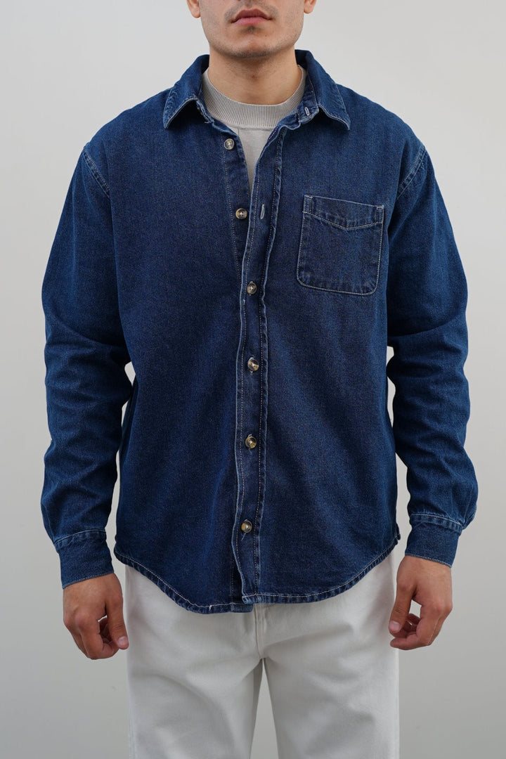 DARK BLUE DARK WASH DENIM SHIRT