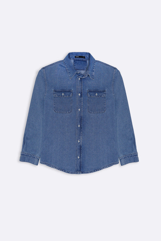 LIGHT WASH DENIM SHIRT