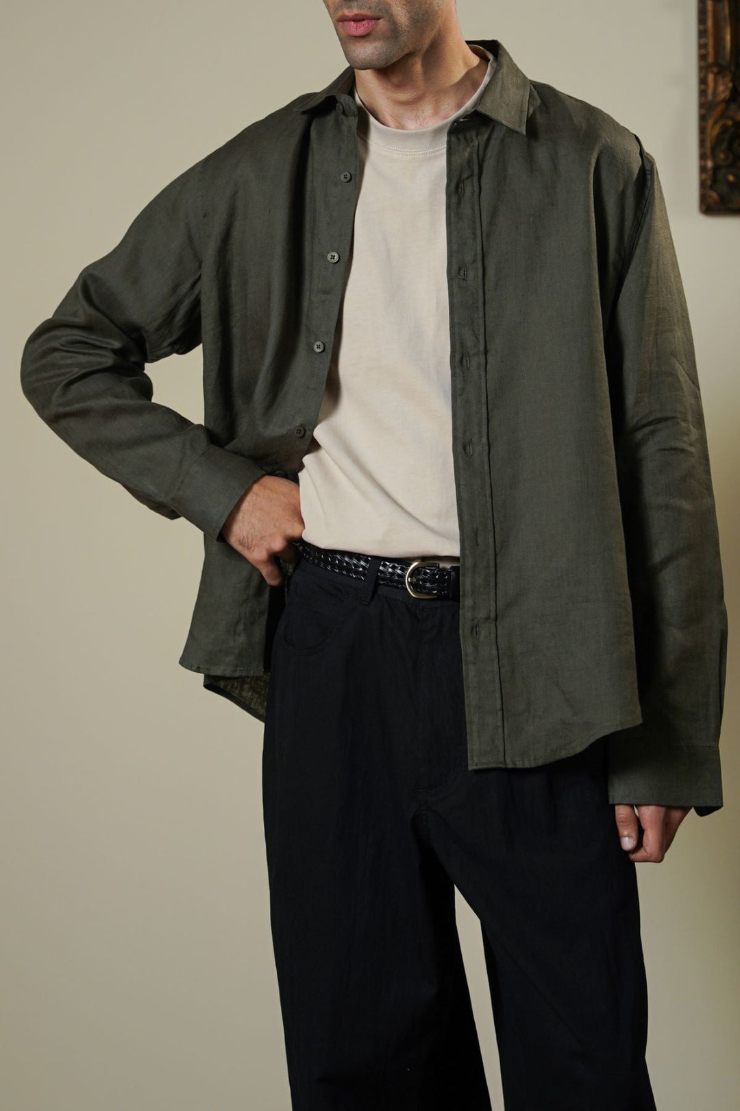 OLIVE PREMIUM LINEN SHIRT
