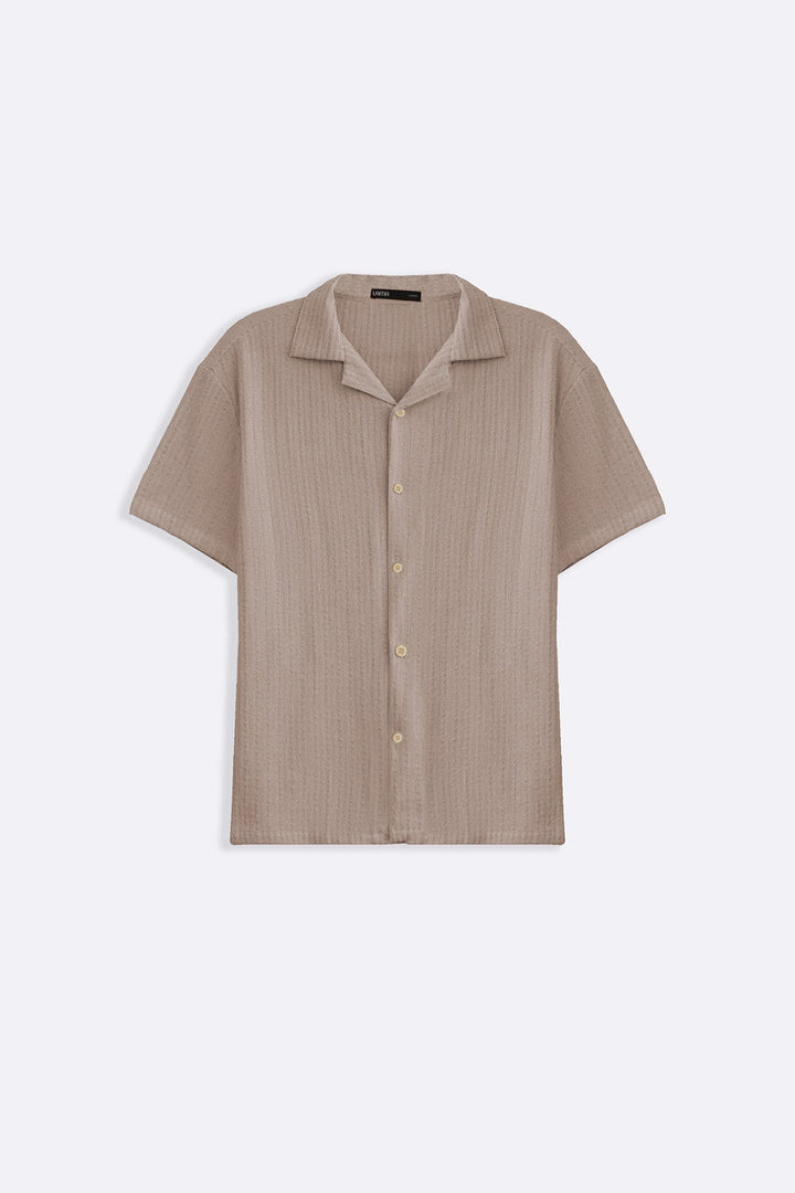 BEIGE TEXTURED RESORT SHIRT