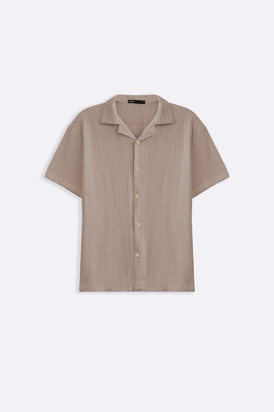 BEIGE TEXTURED RESORT SHIRT