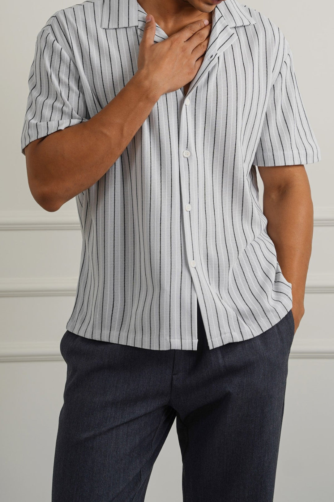 BLUE RELAXED STRIPED SAFARI