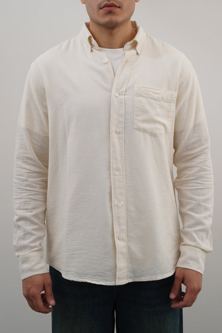 ECRU COTTON DOBBY SHIRT