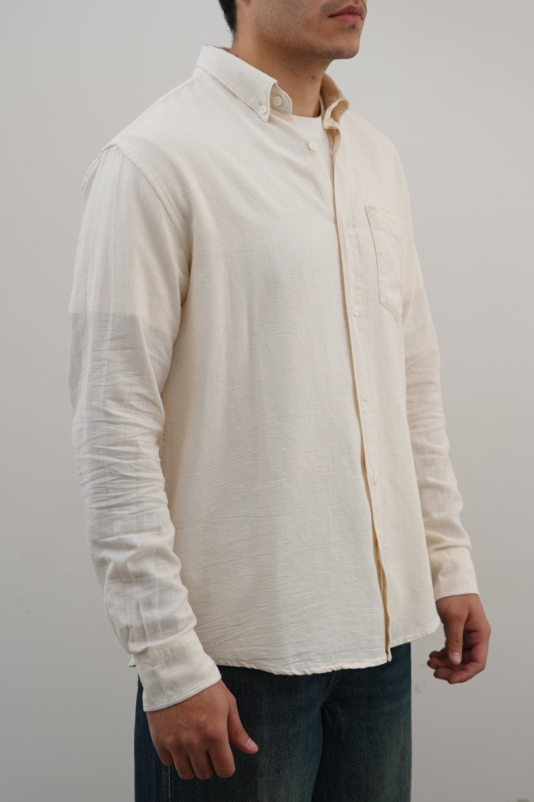 ECRU COTTON DOBBY SHIRT