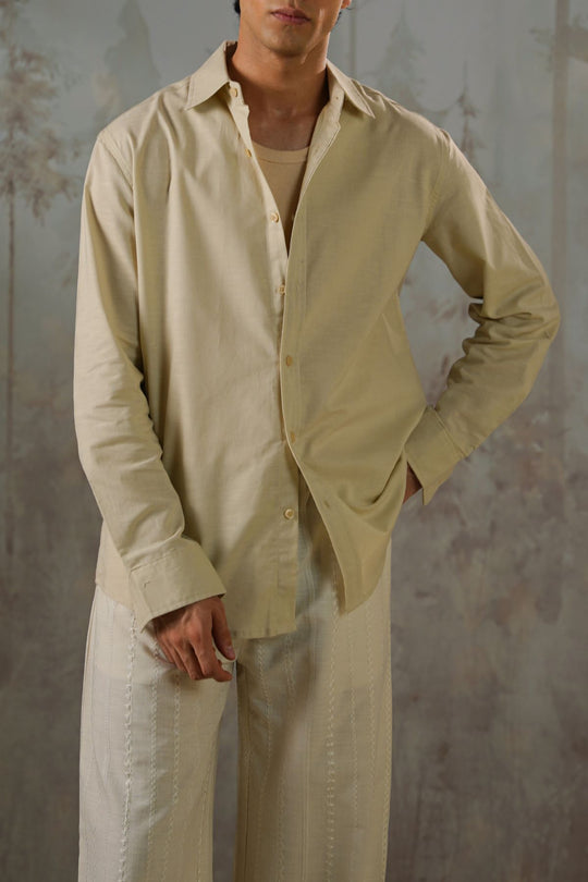 LINEN BLEND BUTTON DOWN SHIRT