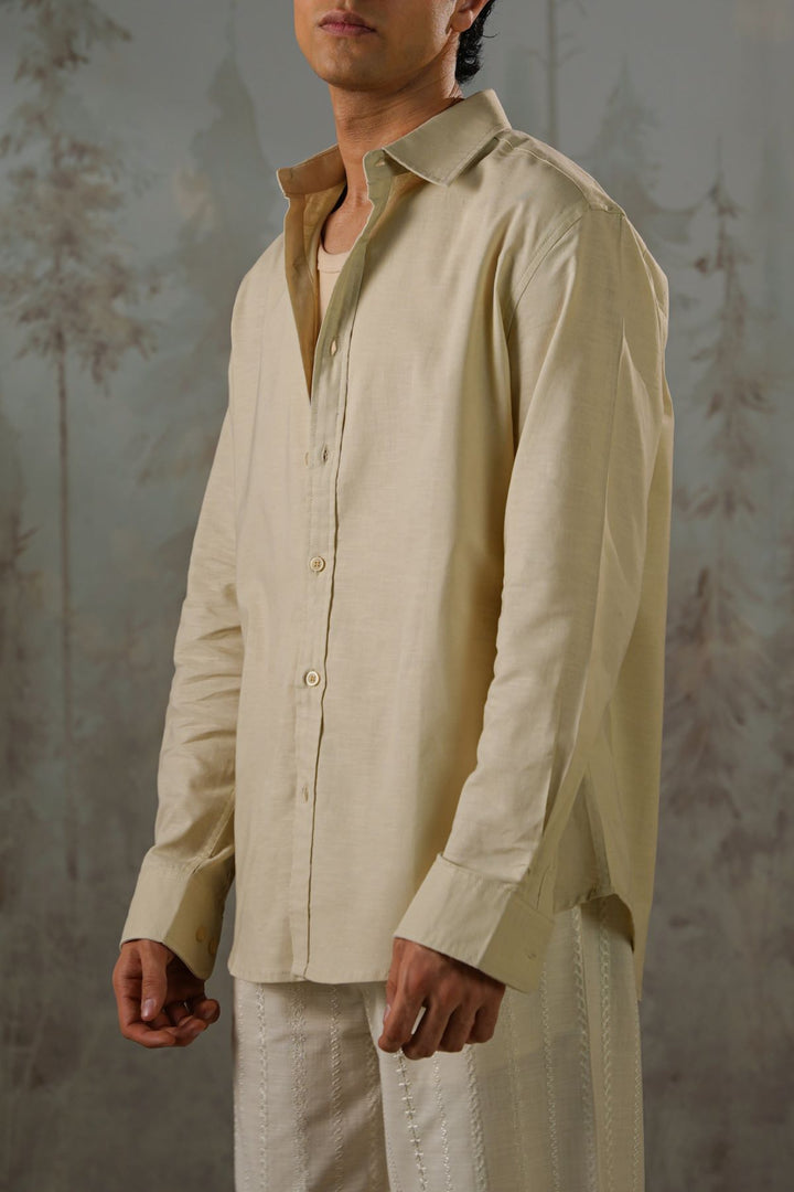 LINEN BLEND BUTTON DOWN SHIRT
