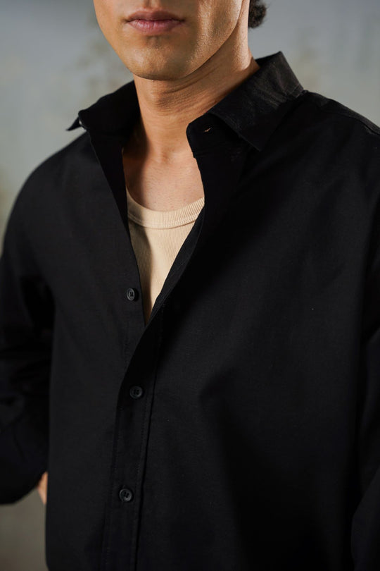 LINEN BLEND BUTTON DOWN SHIRT