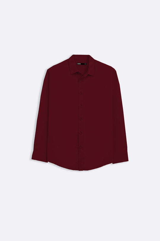 BURGUNDY LINEN BLEND BUTTON DOWN SHIRT