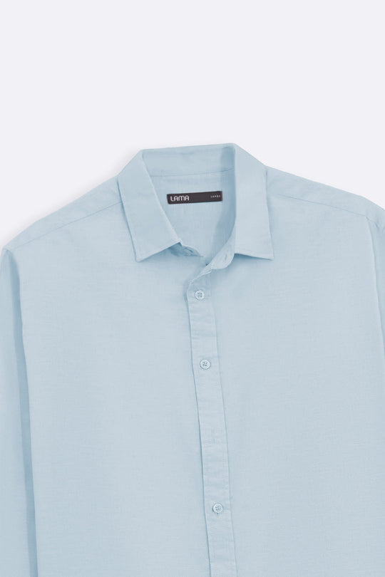 LIGHT BLUE LINEN BLEND BUTTON DOWN SHIRT