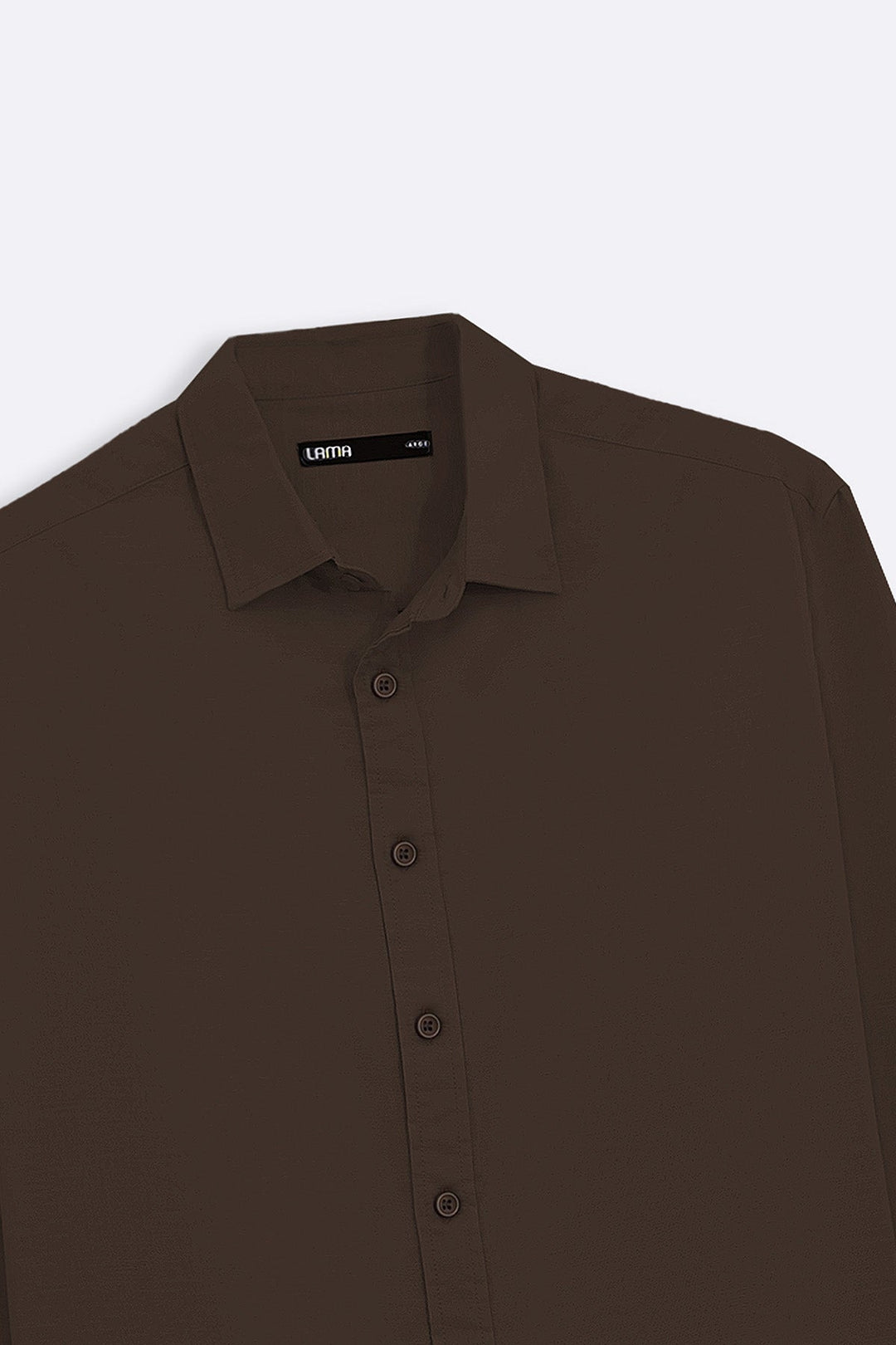 BROWN LINEN BLEND BUTTON DOWN SHIRT