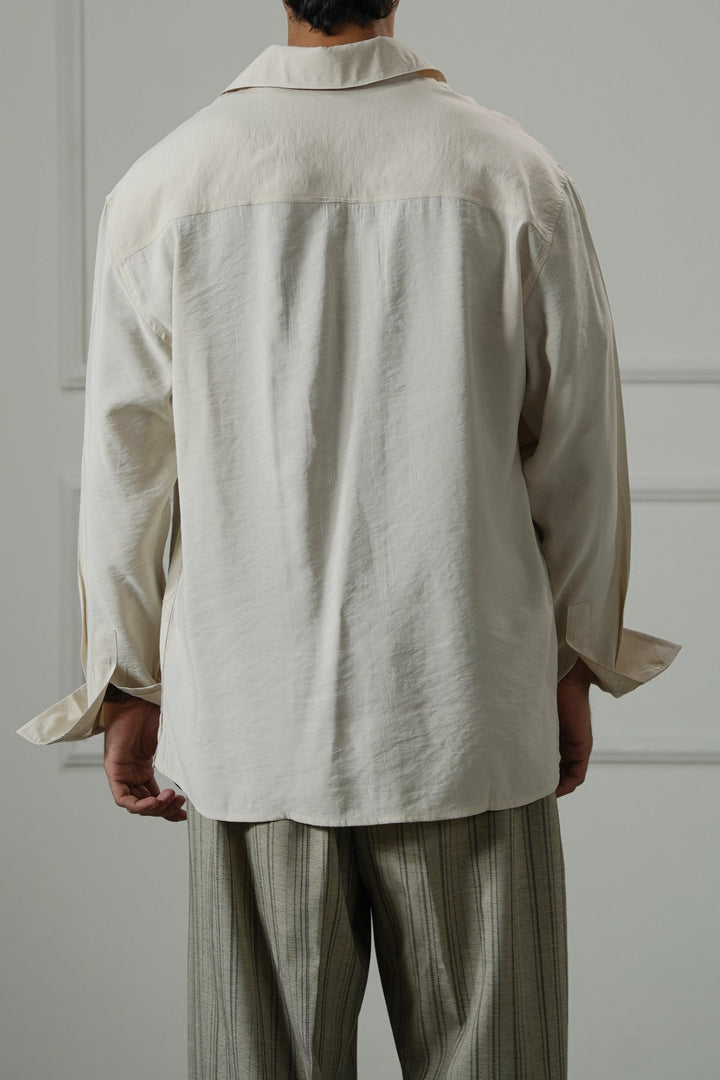 CREAM STONEWASH FLOWY SHIRT