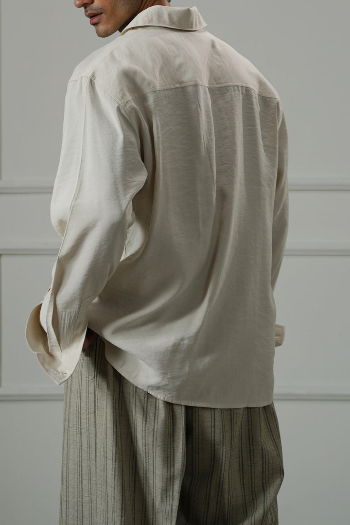 CREAM STONEWASH FLOWY SHIRT