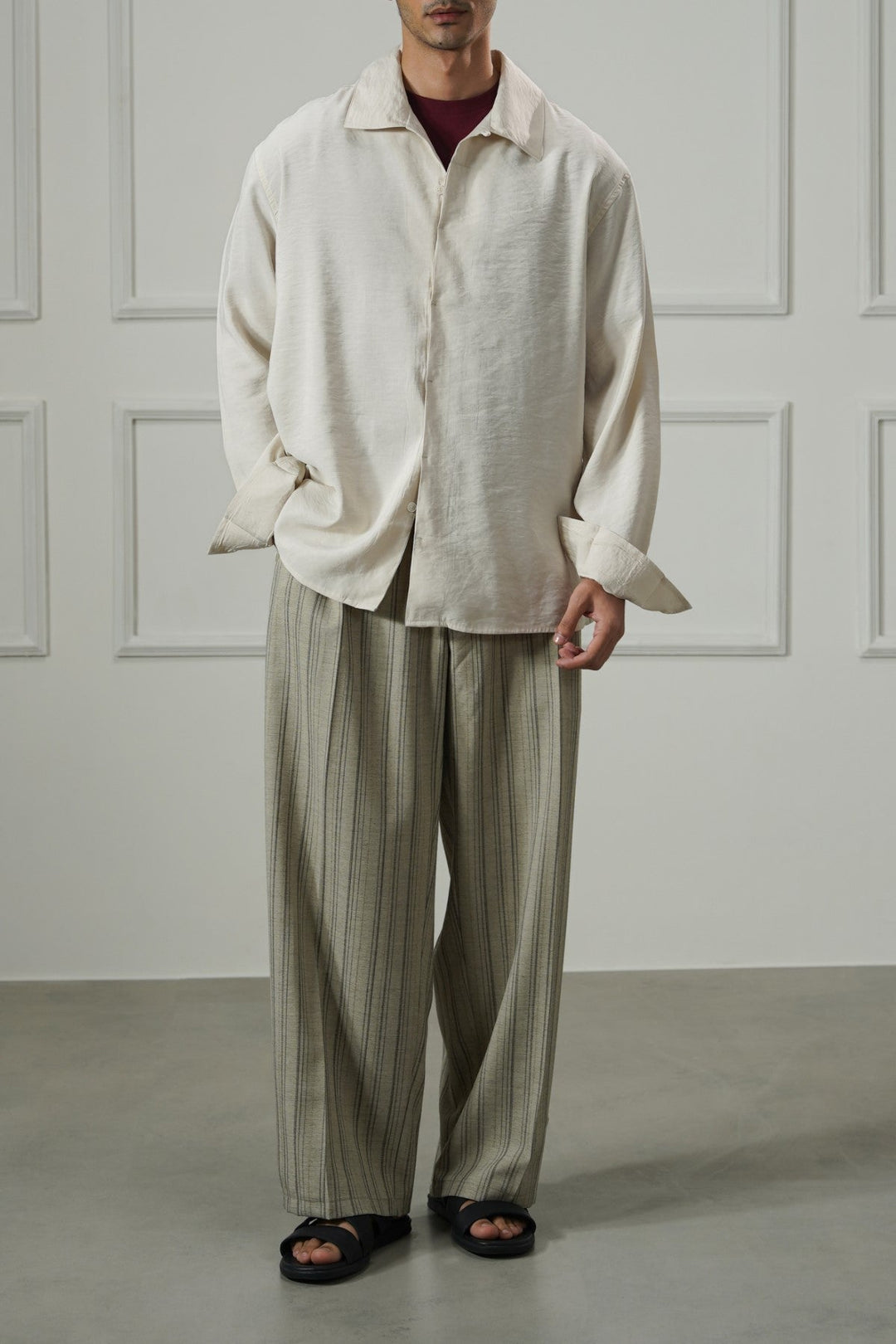 CREAM STONEWASH FLOWY SHIRT