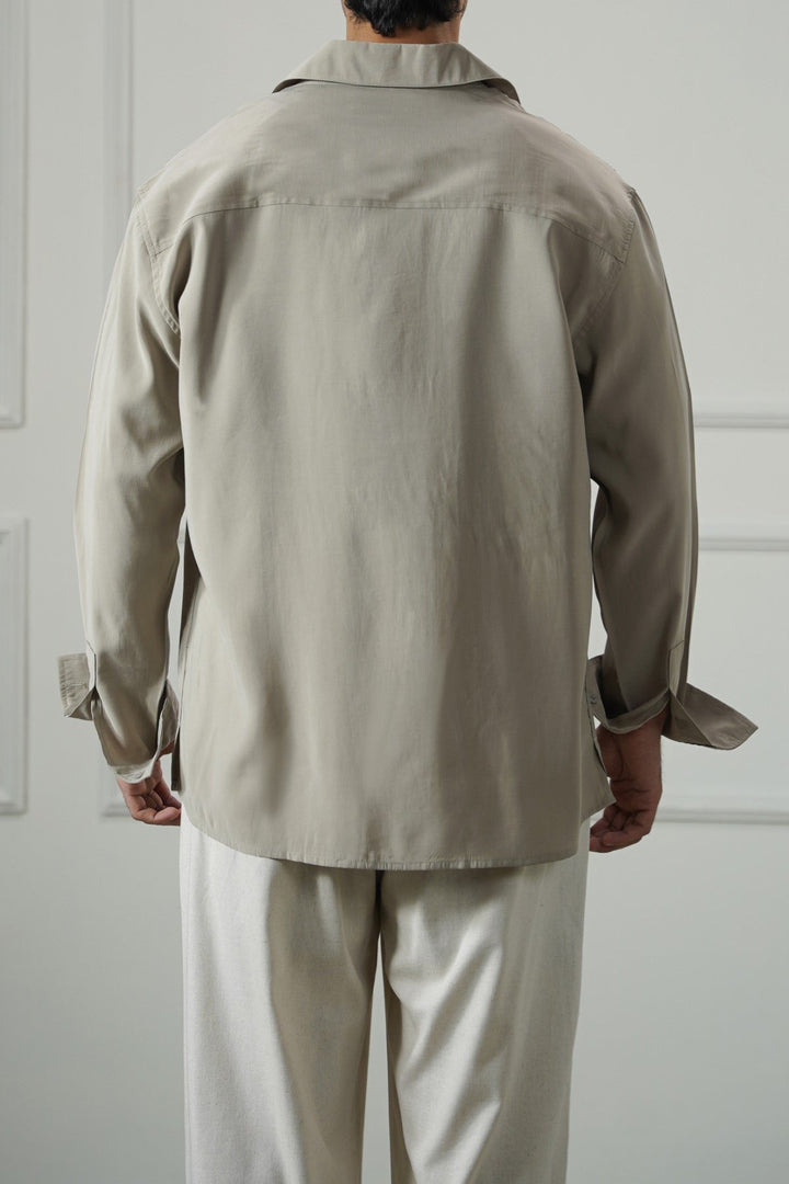 TAUPE STONEWASH FLOWY SHIRT