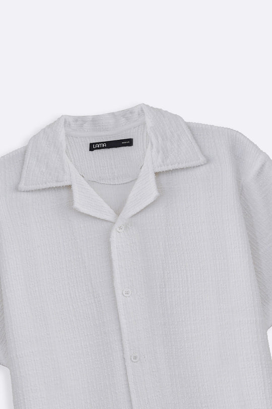 WHITE RESORT TEXTURED SHIRT