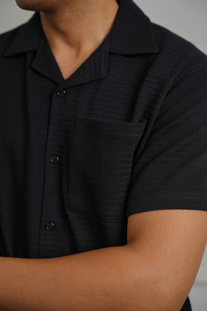 CUBAN COLLAR TEXTURED SHIRT