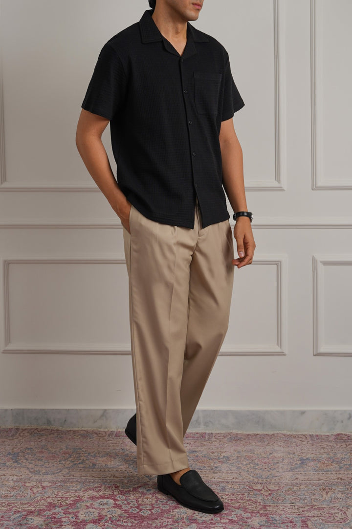 CUBAN COLLAR TEXTURED SHIRT