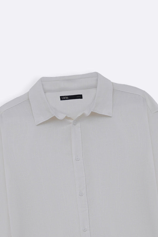 WHITE SLUB BUTTON DOWN SHIRT