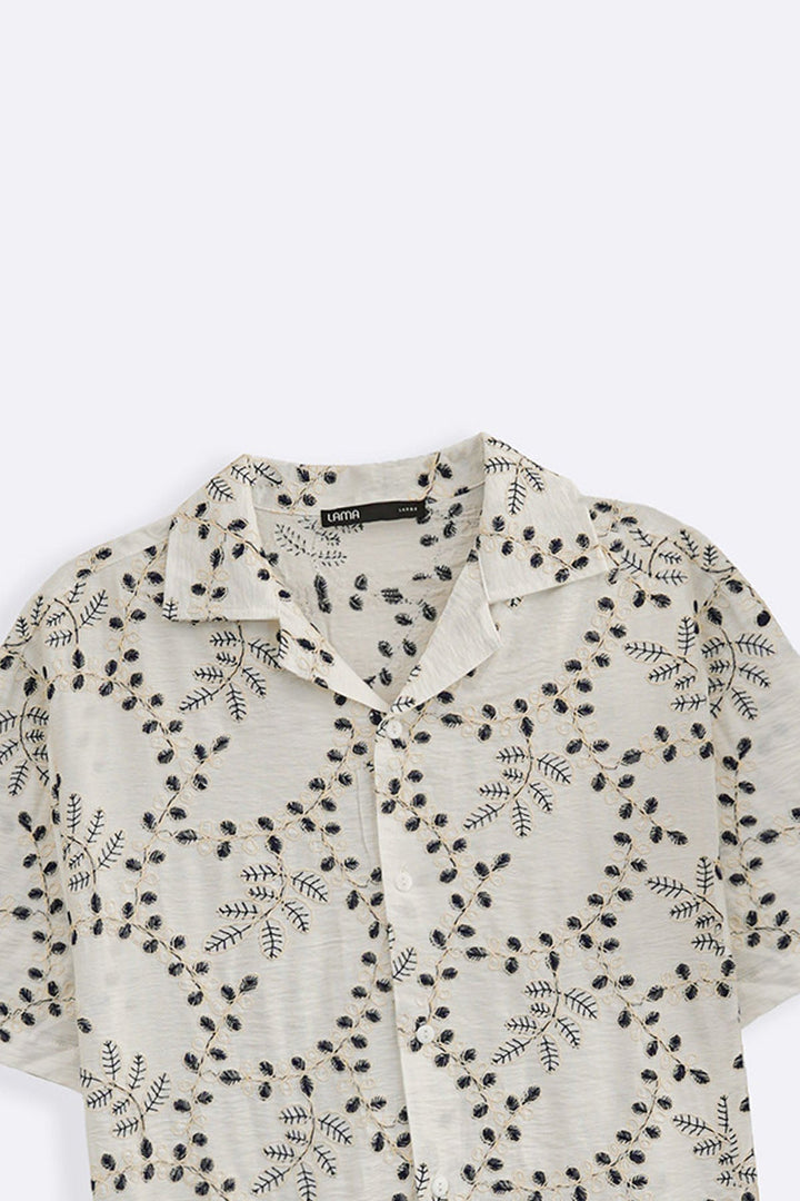 OFF WHITE PREMIIUM EMBROIDERED SHIRT