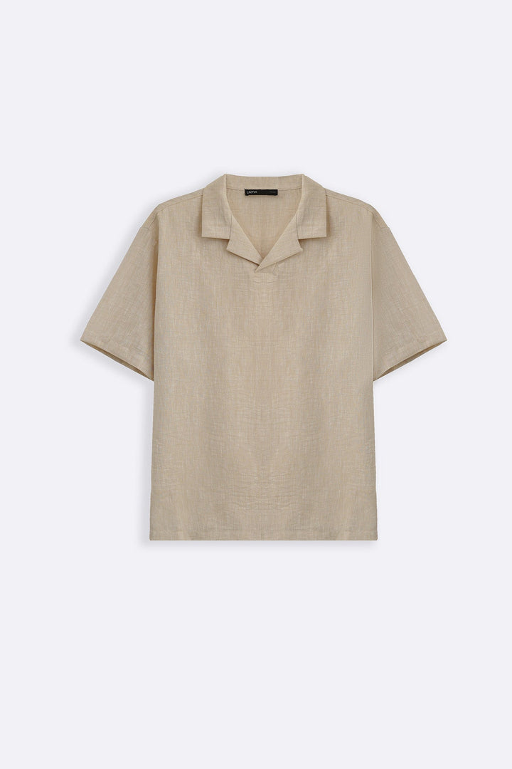 BEIGE RESORT COLLARED SHIRT
