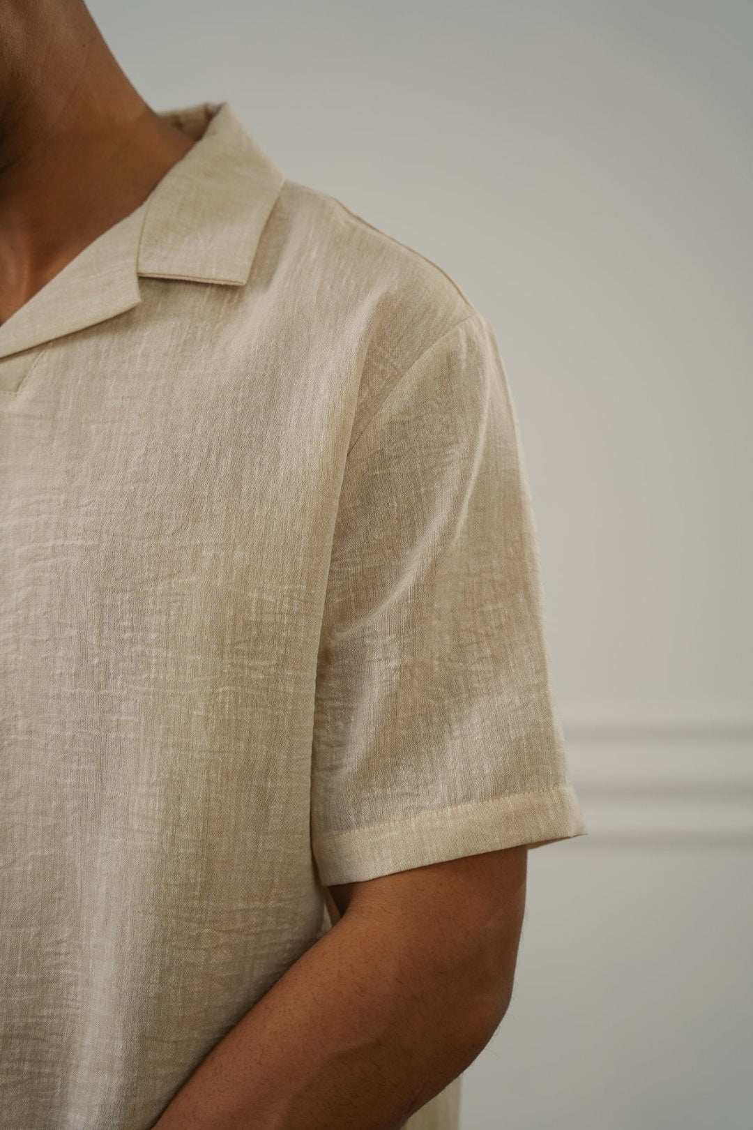 BEIGE RESORT COLLARED SHIRT