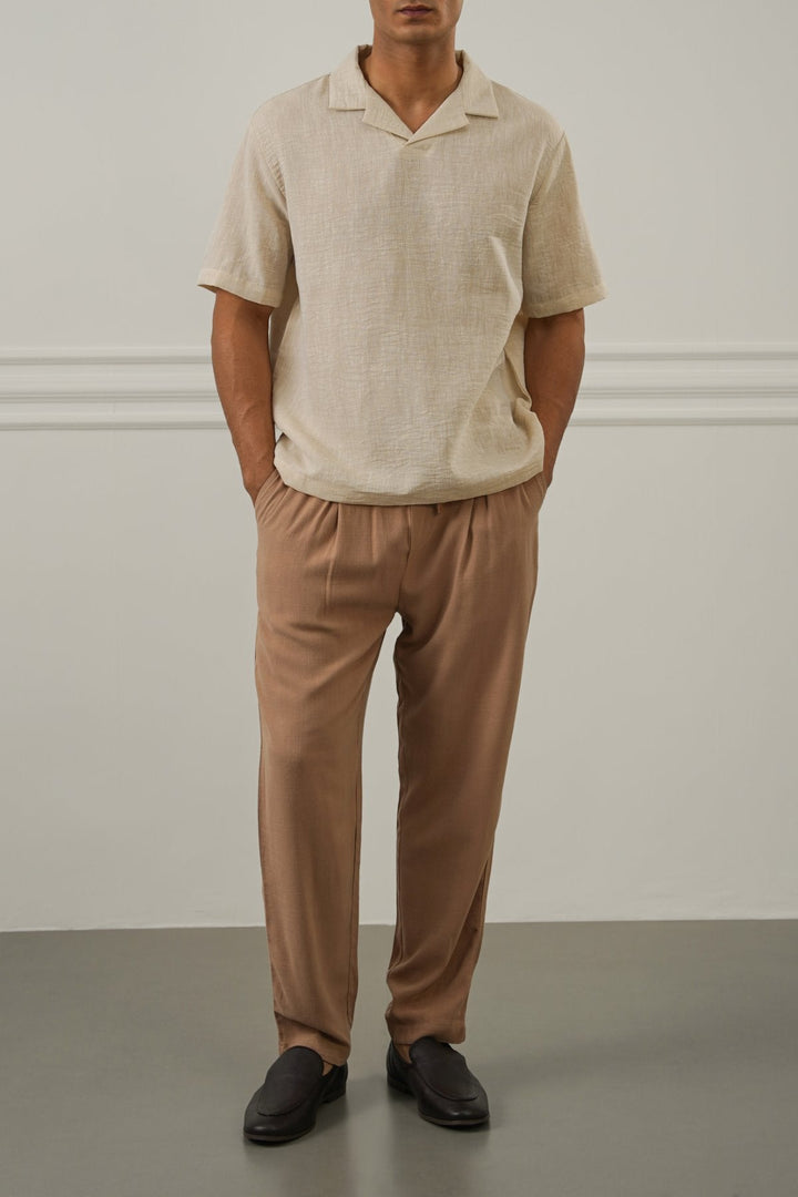BEIGE RESORT COLLARED SHIRT