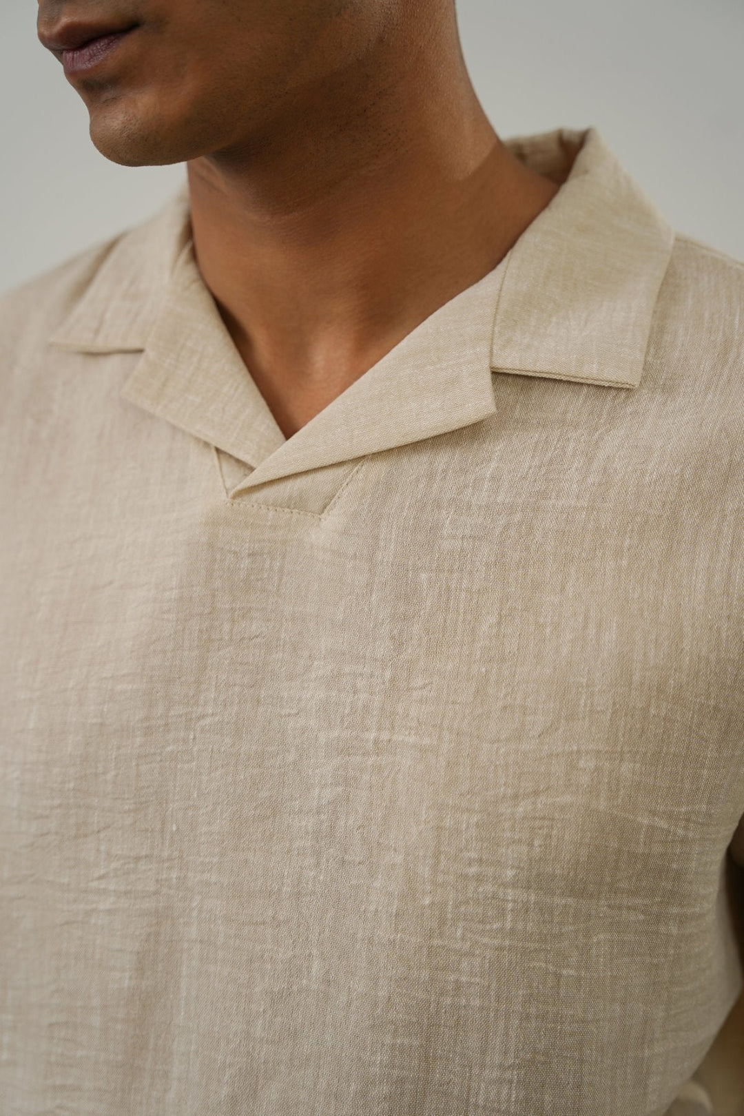 BEIGE RESORT COLLARED SHIRT
