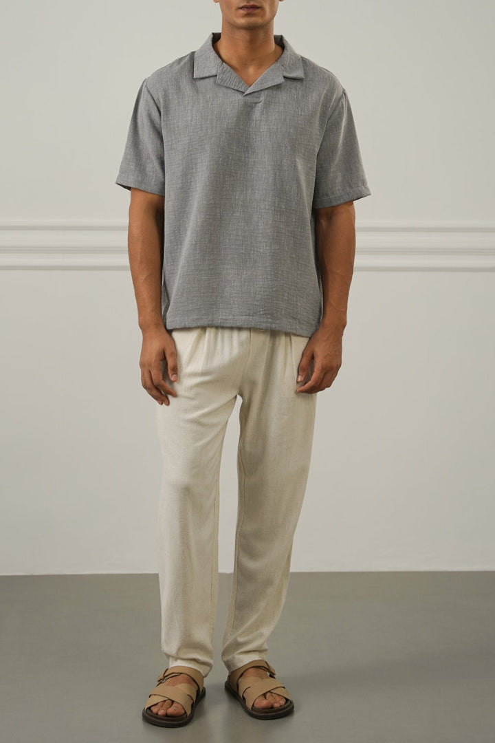 CHARCOAL RESORT COLLARED SHIRT