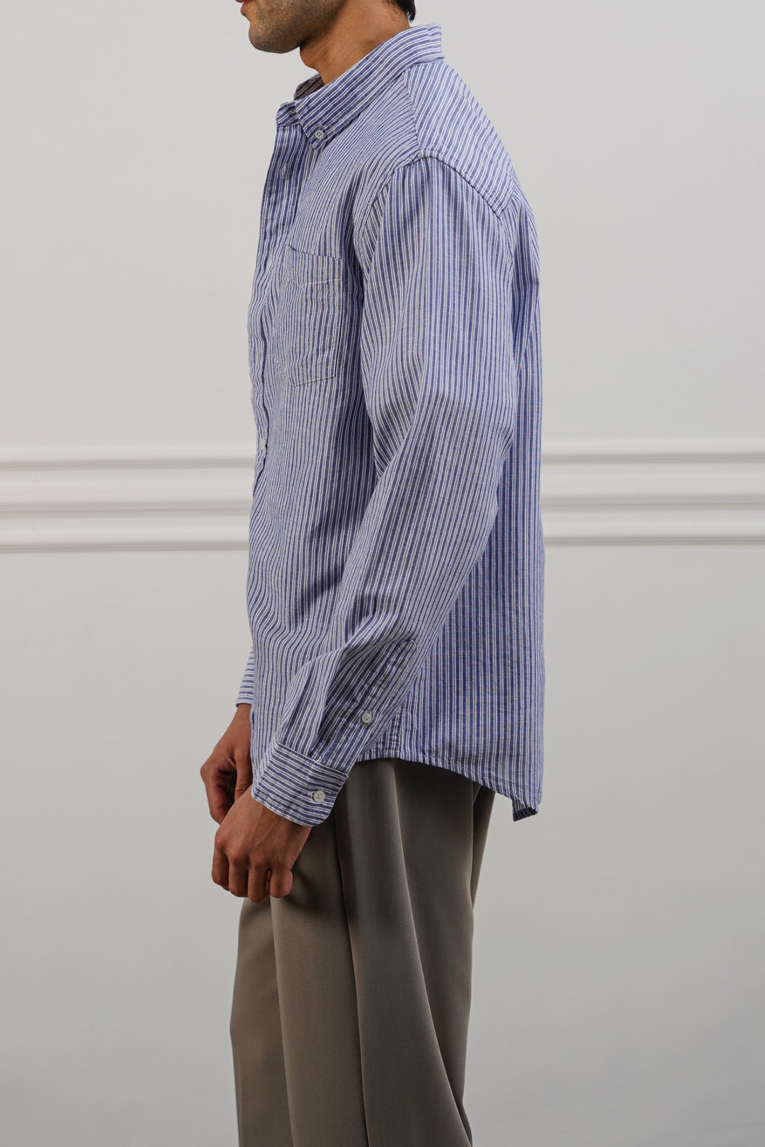 STRIPED LINEN BLEND SHIRT
