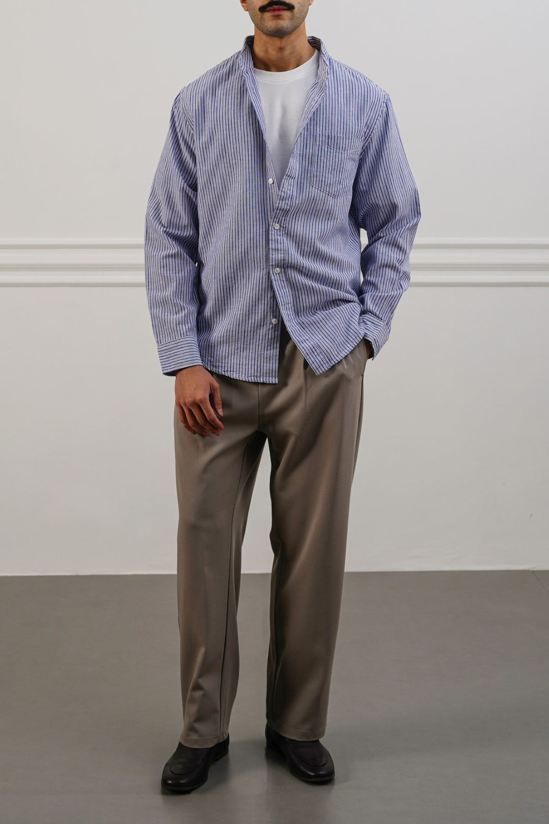 STRIPED LINEN BLEND SHIRT