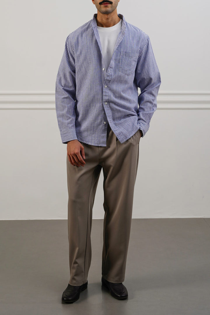 STRIPED LINEN BLEND SHIRT