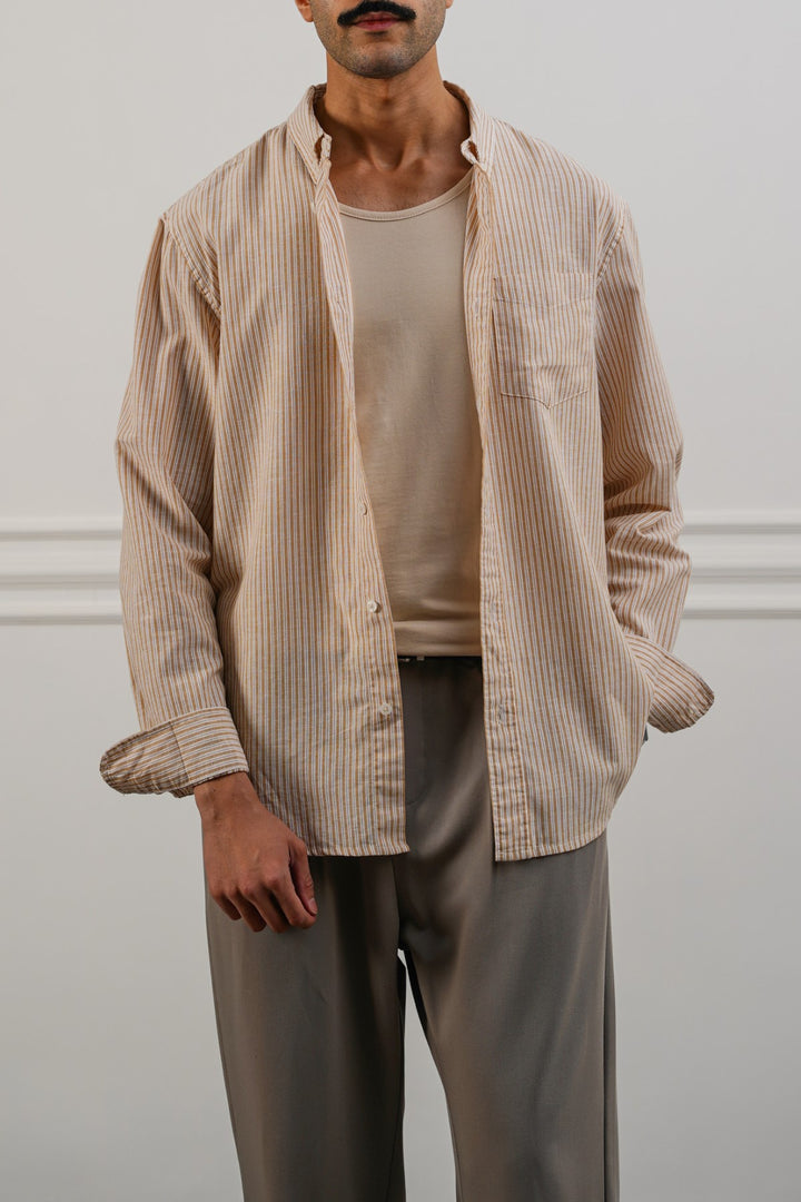 STRIPED LINEN BLEND SHIRT