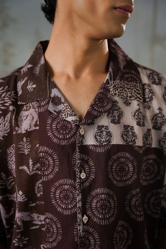 BROWN BATIK PRINT SHIRT