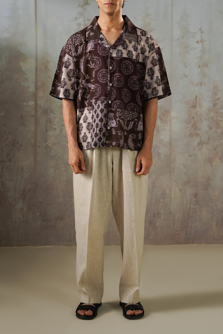 BROWN BATIK PRINT SHIRT