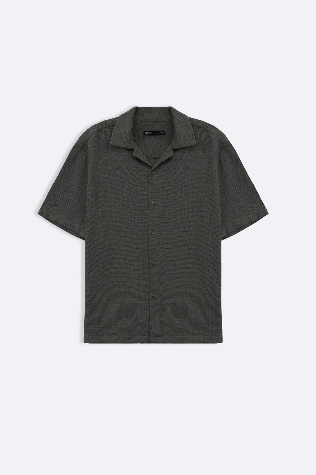 OLIVE TEXTURED COTTON SAFARI SHIRT