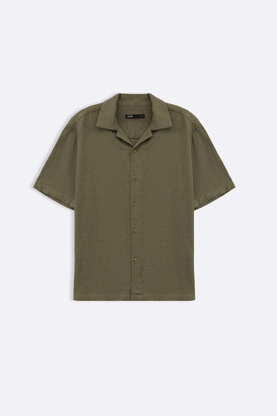 TEXTURED COTTON SAFARI SHIRT