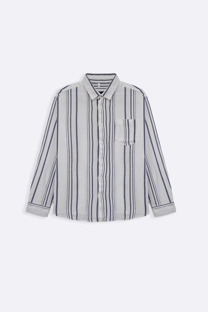 WHITE STRIPED DOBBY SHIRT