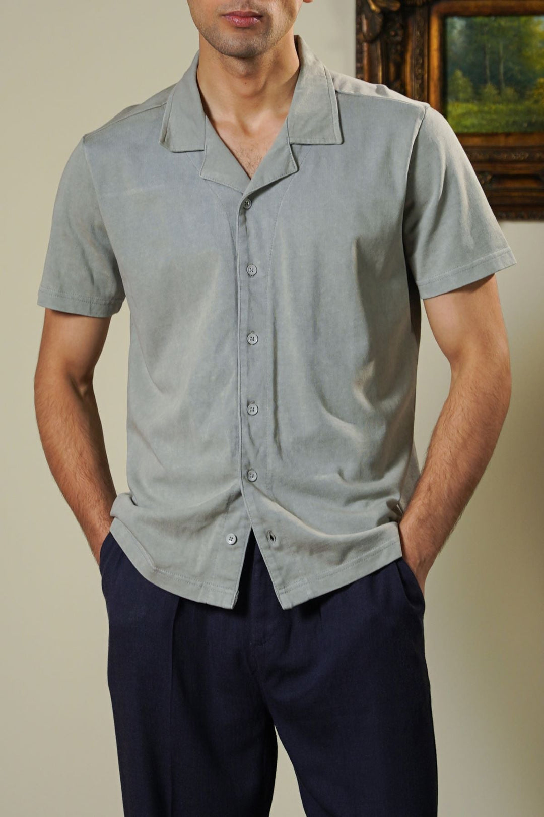 GREY WASHED EFFECT SAFARI SHIRT