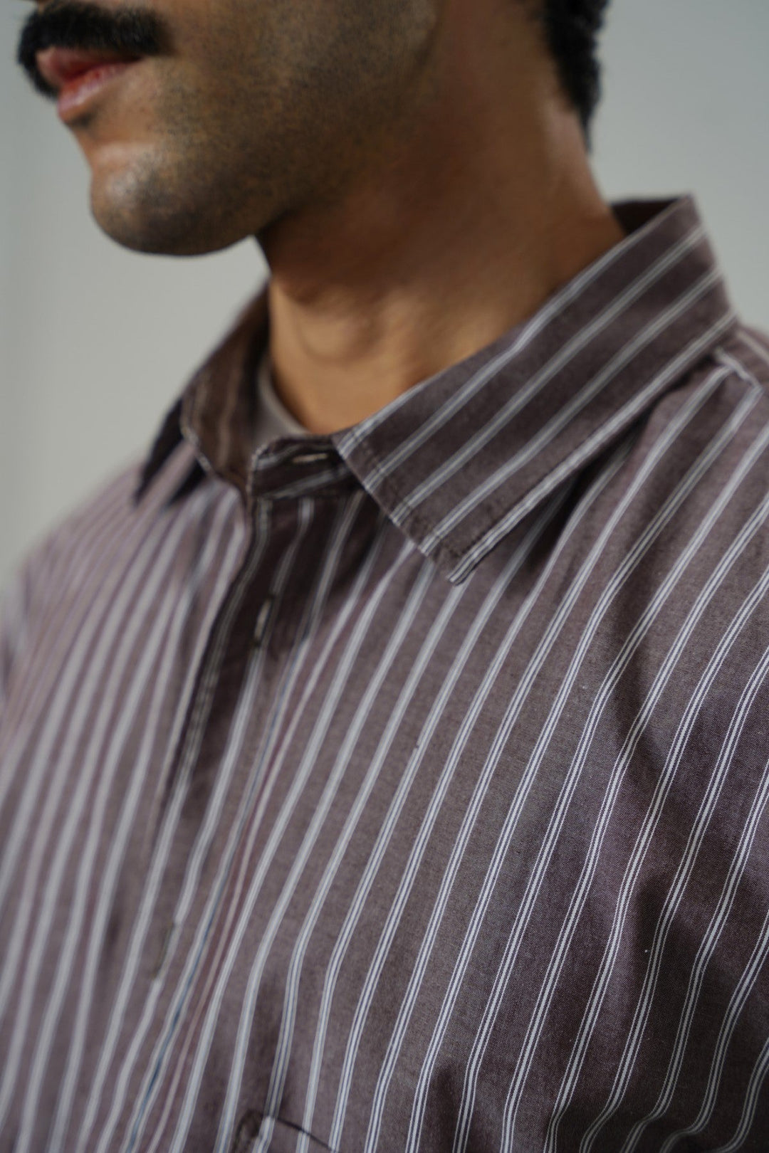 BROWN COTTON STRIPED SHIRT
